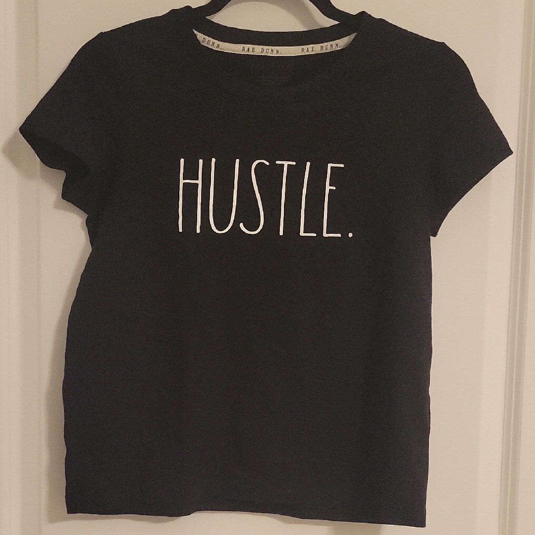 Rae Dunn Black Hustle Tee